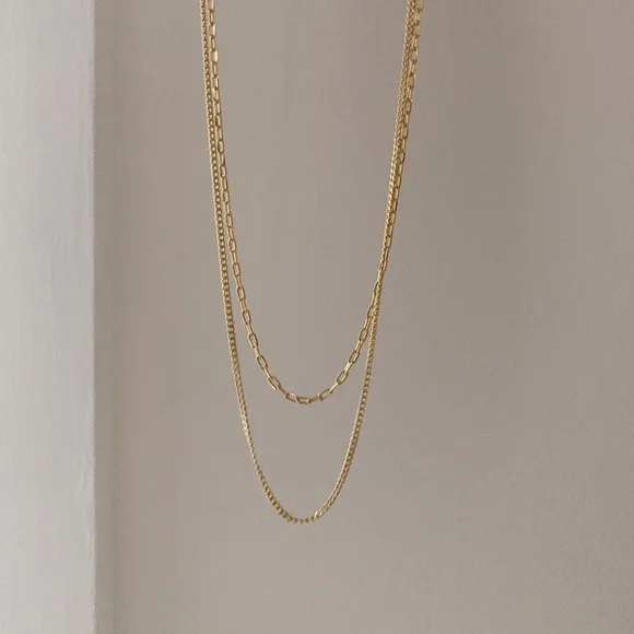 Layered Link Necklace Set | 18k Gold Filled - Picture 4 of 11